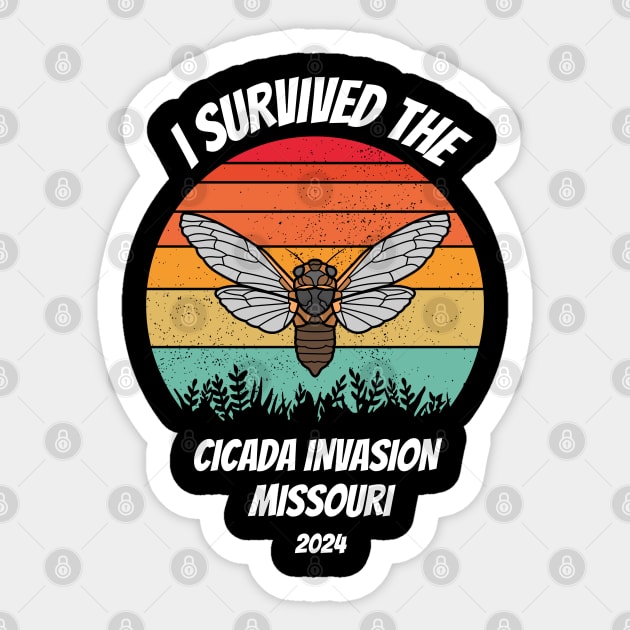 Cicada 2024, I survived the cicada invasion Missouri 2024 Sticker by Dylante
